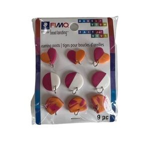 FIMO Bead Landing Necklace Pendant Nickel Free Pink White Orange Heart DIY Clay